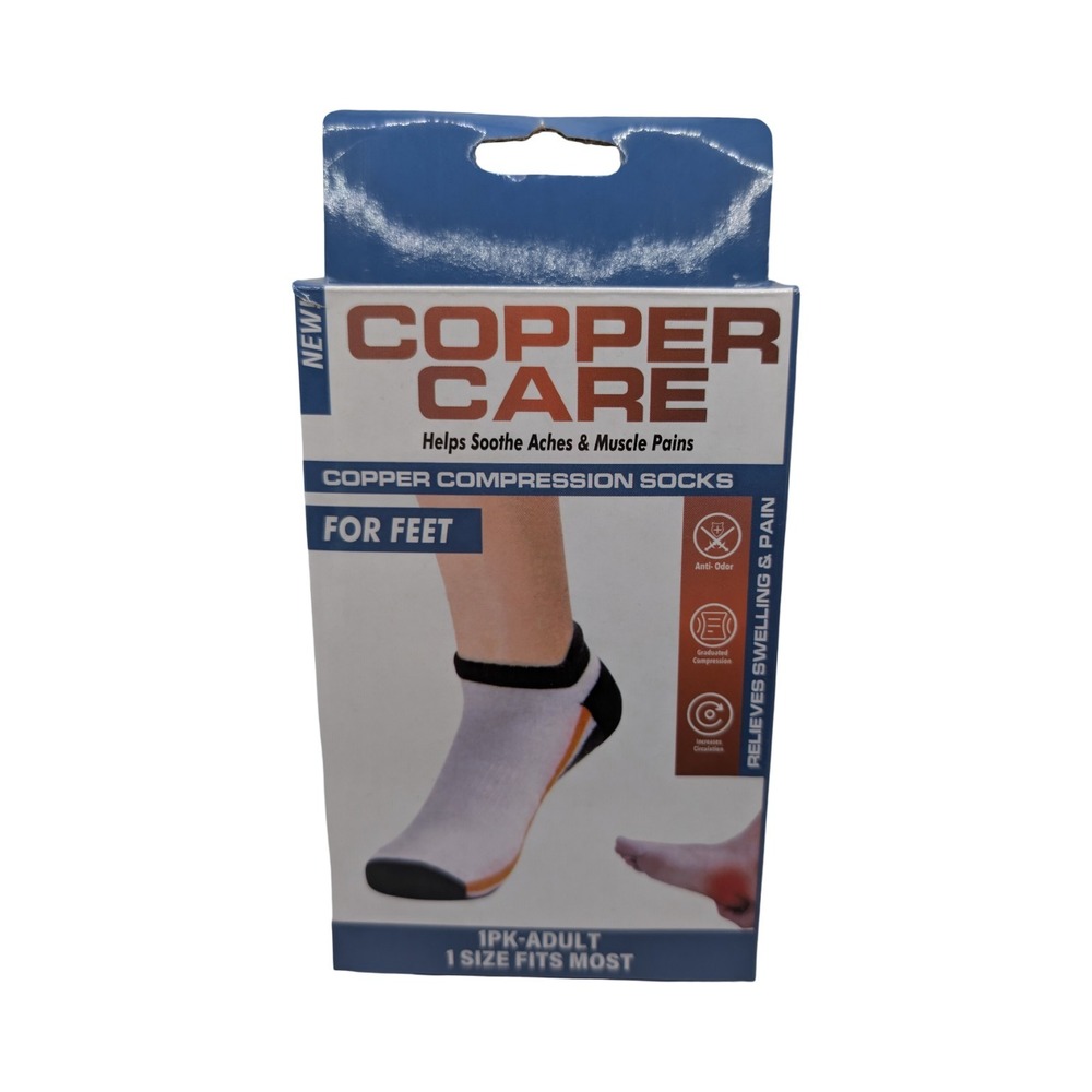 Copper Care Copper Compression Socks for Feet Adult One Size NEW